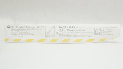 BD 382512 Insyte Autoguard BC Shielded IV Cath. 24GA x 0.75inch 20mL/min
